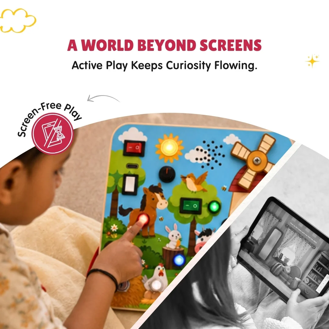 Child playing the board instead of a tablet